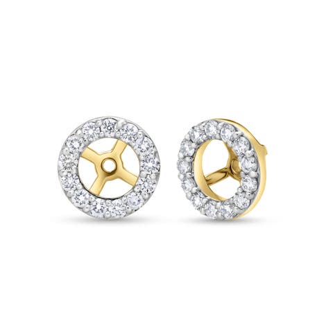 Iris 14k Gold 0.35 Ct Lab Grown Round Diamond Halo Earring Jackets
