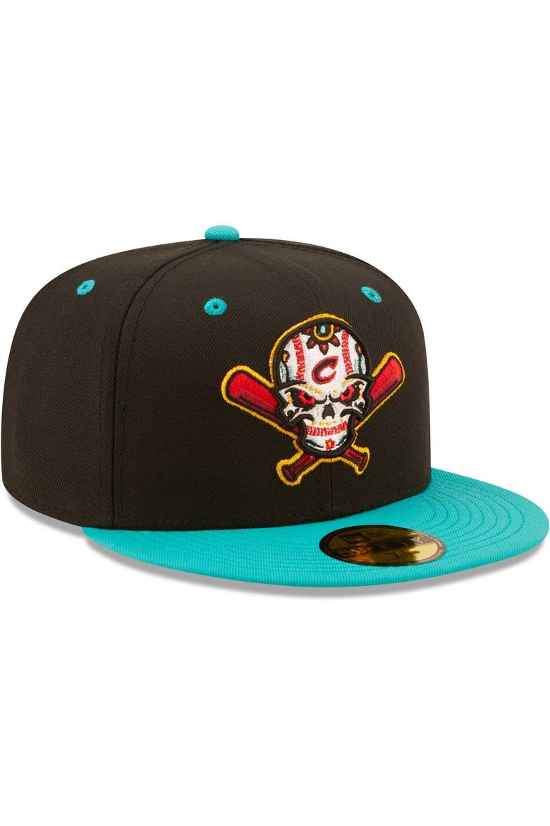 Men's New Era Black/Turquoise Veleros de Columbus Copa De La Diversion 59FIFTY Fitted Hat, Alternate, color, Black