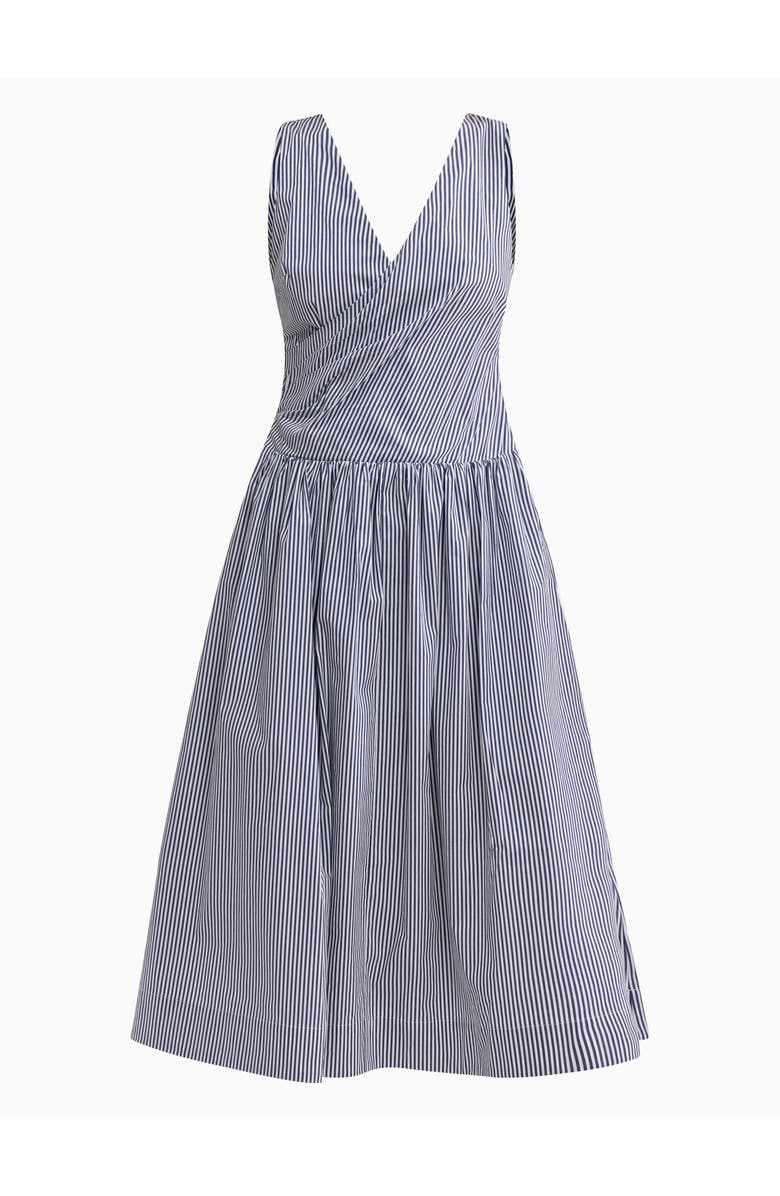 Rebecca Taylor Joselene Poplin Wrap Dress, Alternate, color, Navy Stripe