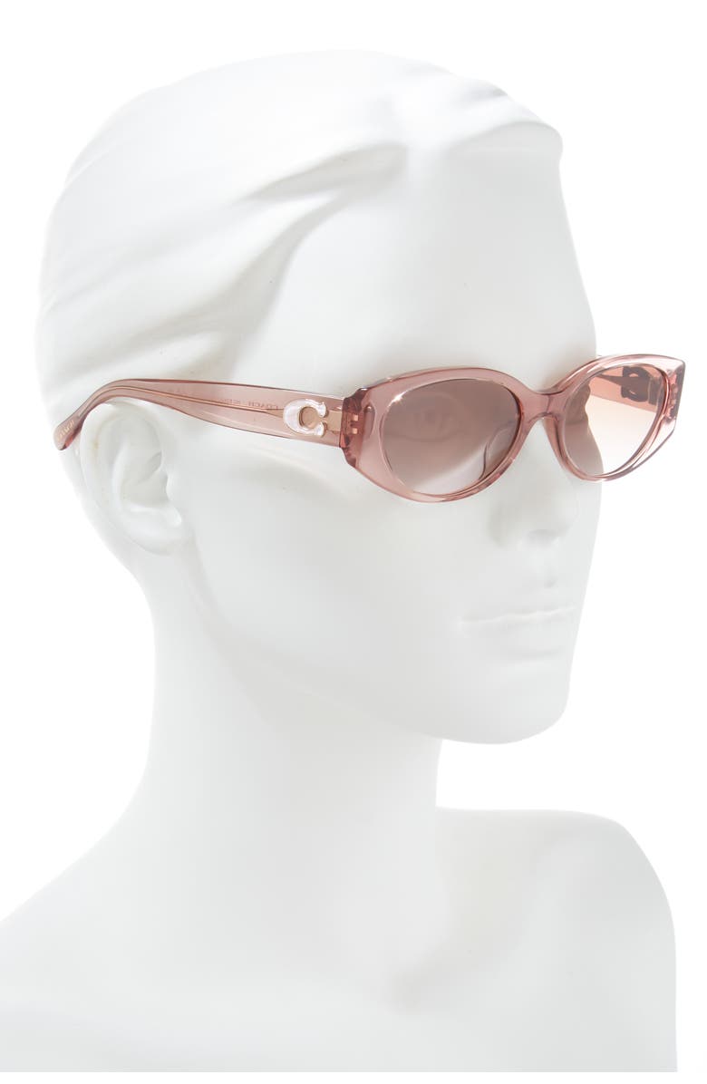 COACH 54mm Gradient Oval Sunglasses, Alternate, color, Transparent Pink