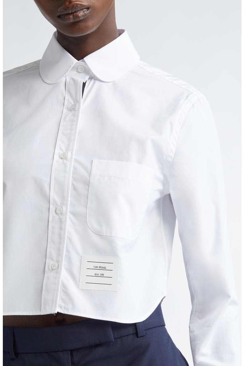 Crop Cotton Button-Up Shirt, Alternate, color, WHITE