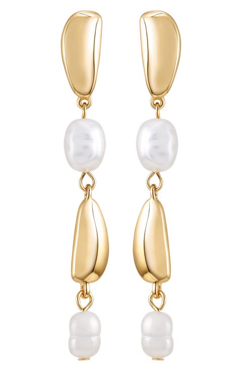 Faux Pearl Linear Drop Earrings