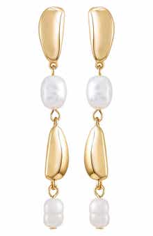 Vince Camuto Faux Pearl Linear Drop Earrings