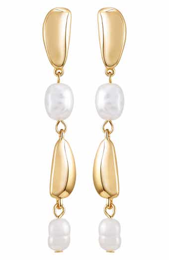 Faux Pearl Linear Drop Earrings