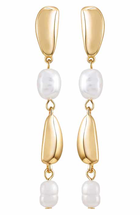 Vince Camuto Faux Pearl Linear Drop Earrings