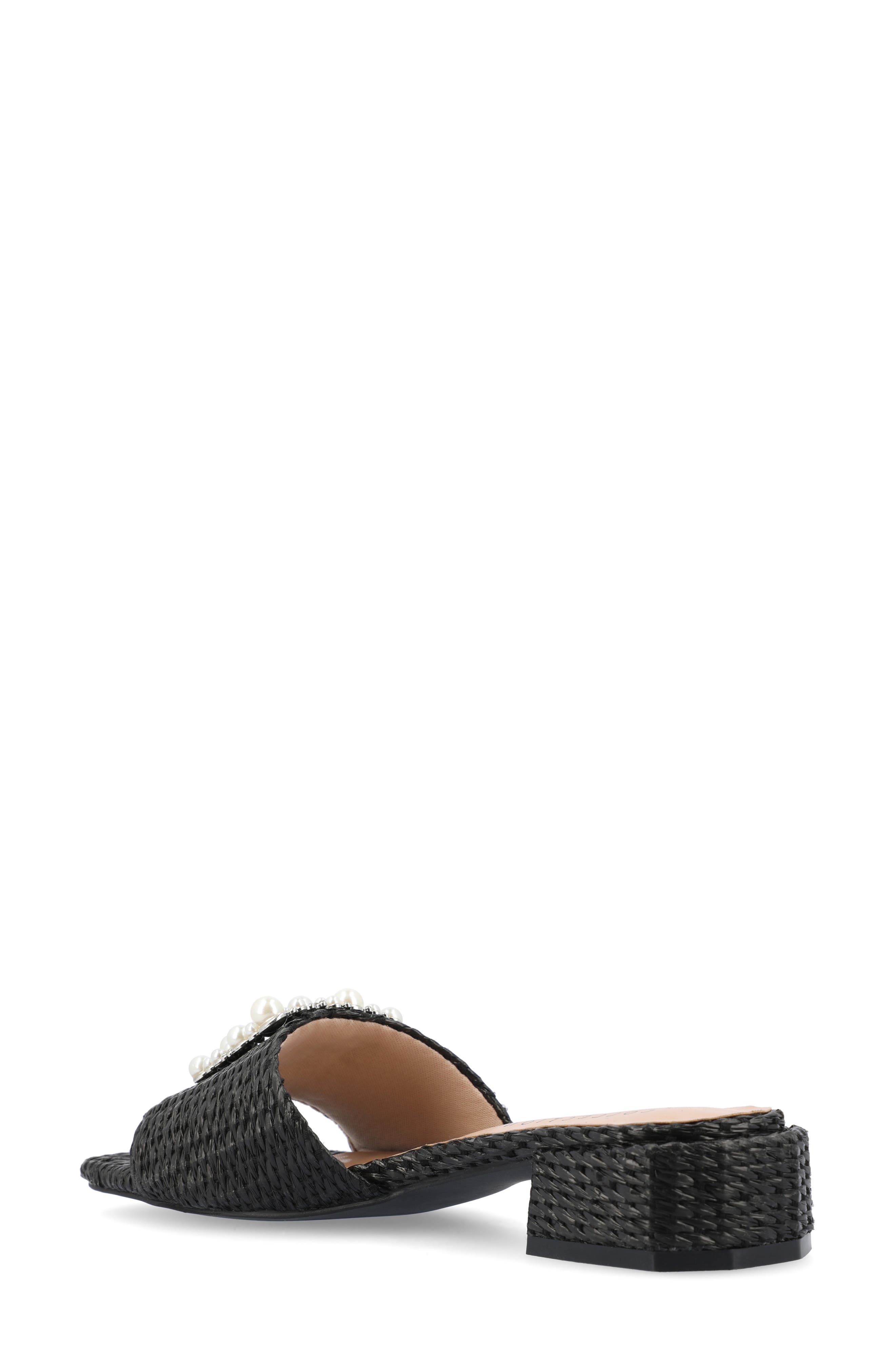 Journee Collection Justina Embellished Raffia Slide Sandal, Alternate, color, 