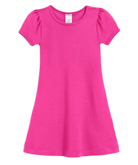 Girls Soft 100% Cotton Puff Short Sleeve Dress
