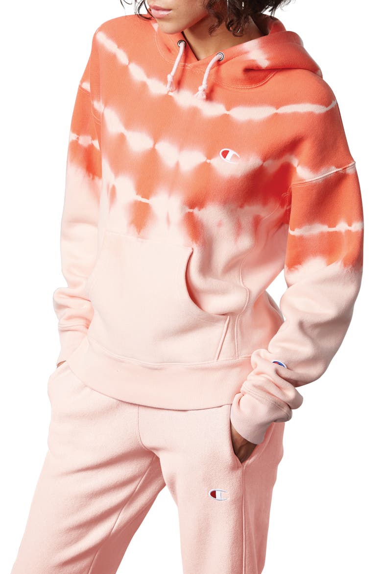 Streak Dye Hoodie, Main, color, PRIMER PINK