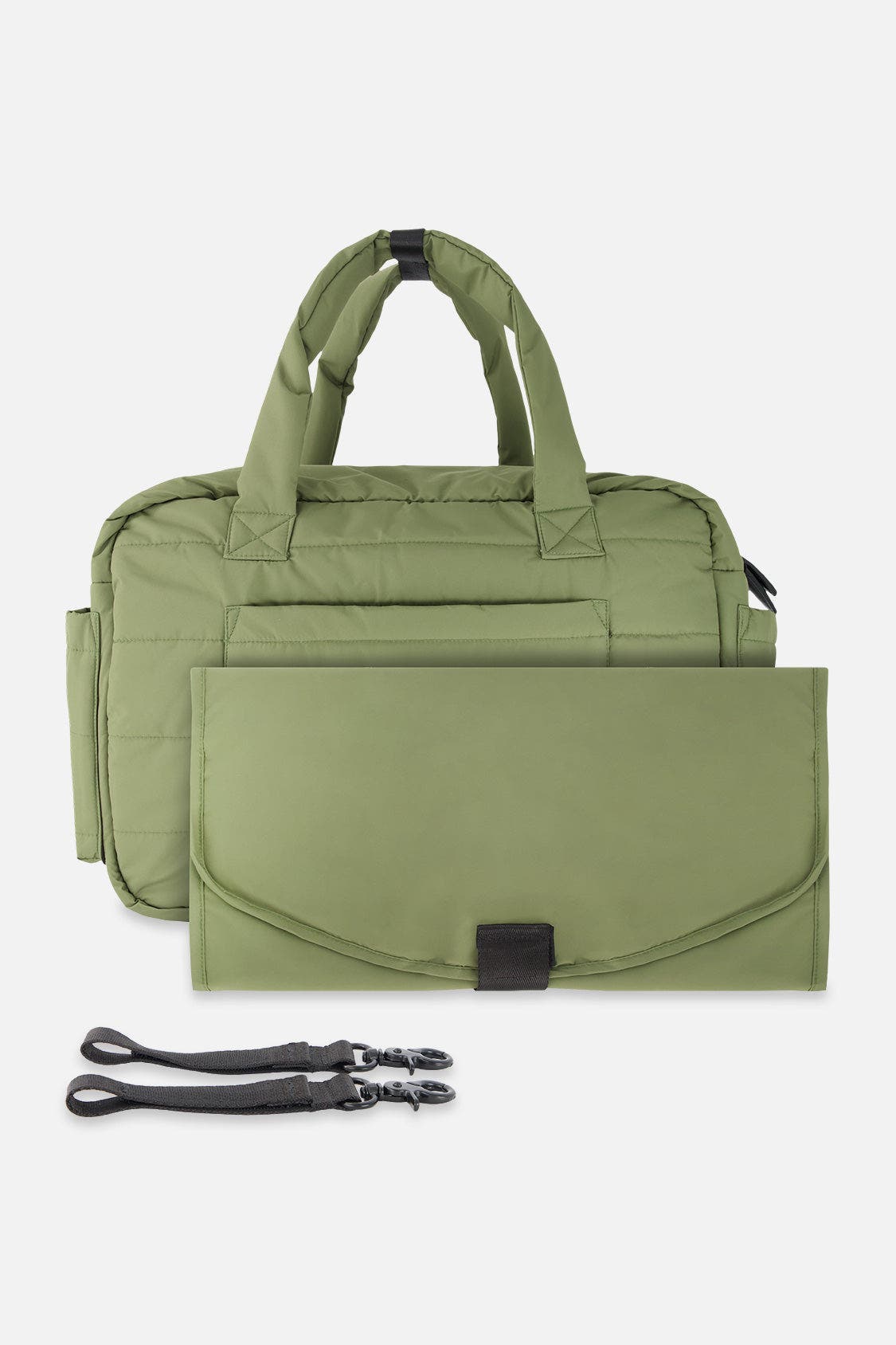Deux par Deux Water-Repellent 7-Compartment Changing Mat Diaper Bag, Alternate, color, Olive Green