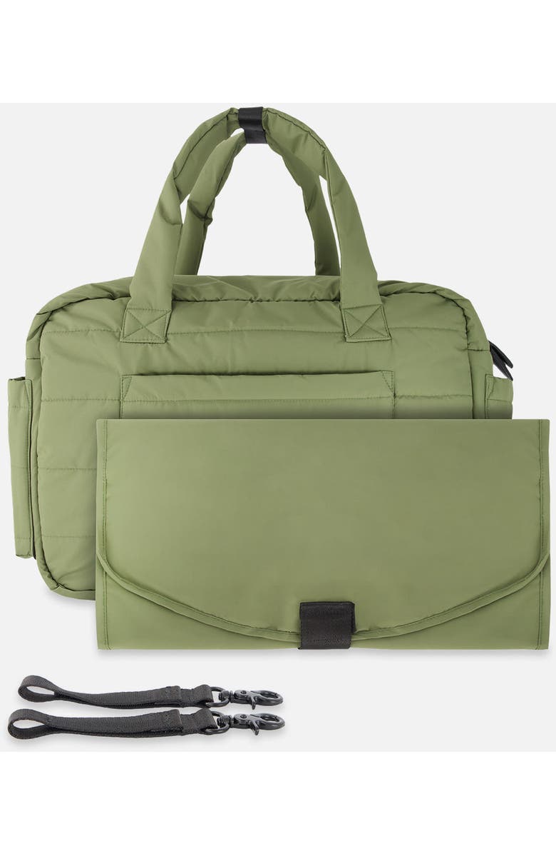 Deux par Deux Water-Repellent 7-Compartment Changing Mat Diaper Bag, Alternate, color, Olive Green