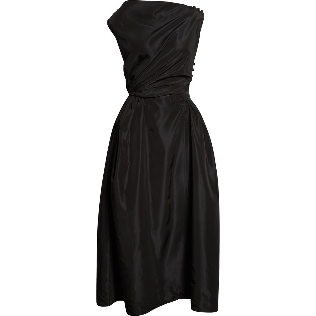 Simone Rocha Hip Detail Draped Bind Taffeta Dress In Black
