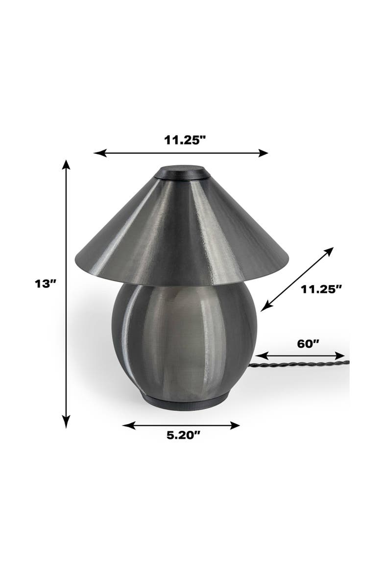 Opal 13" Modern Contemporary Plant-Based PLA 3D Printed Dimmable LED Table Lamp, Alternate, color, Dark Smoke/Black