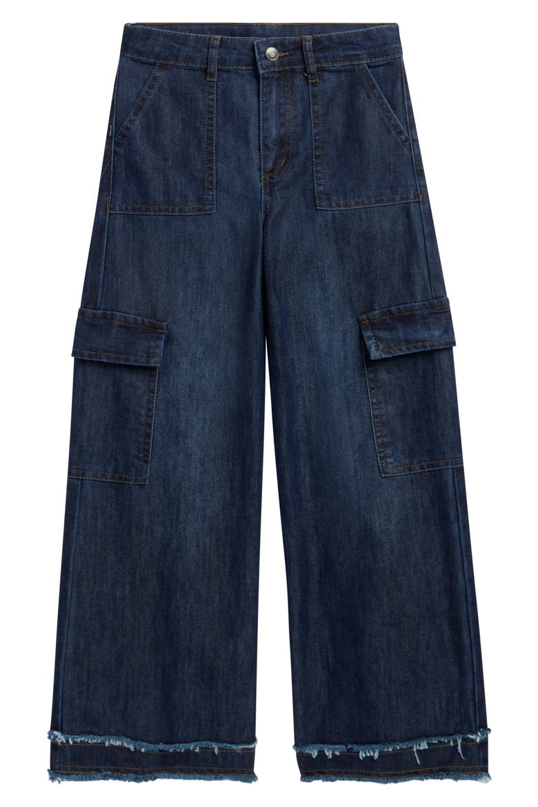 Kids' Wide Leg Cargo Jeans, Main, color, DARK INDIGO
