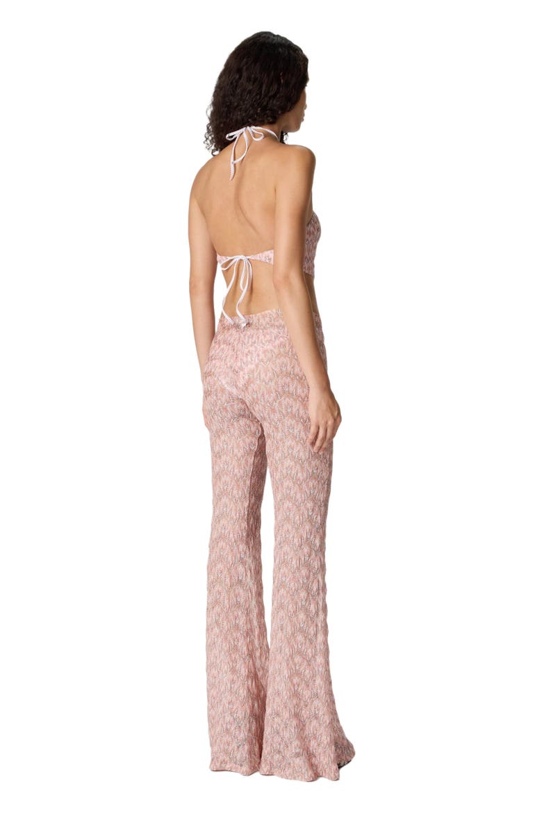 Flared Trousers In Lamé Viscose With Foliage Pattern, Alternate, color, Multicoloured