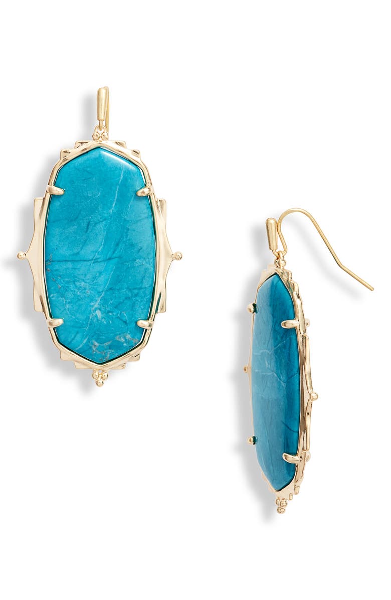 Kendra Scott Baroque Ella Drop Earrings, Main, color, Gold Teal Howlite