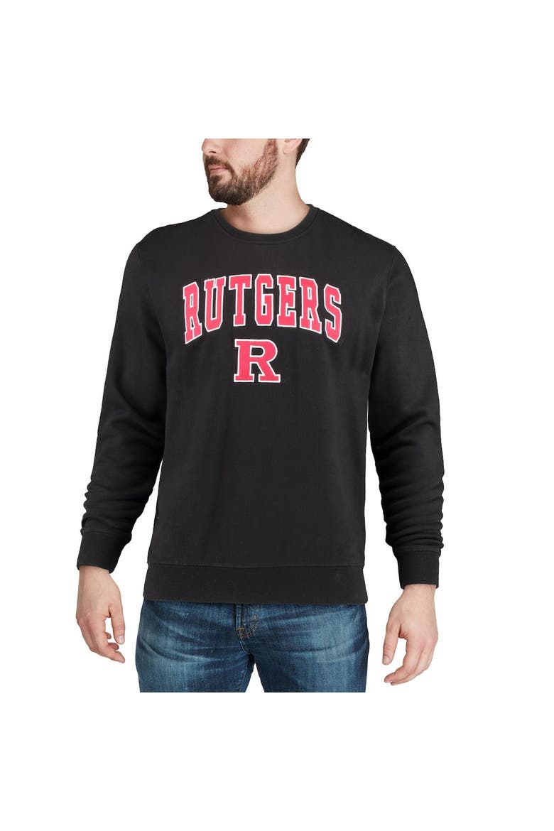 Men's Colosseum Black Rutgers Scarlet Knights Arch & Logo Crew Neck Sweatshirt, Alternate, color, Black