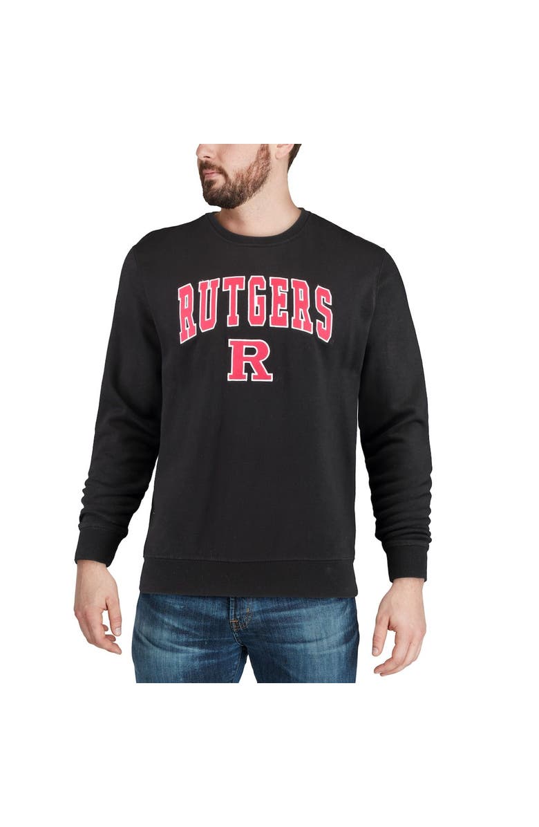 COLOSSEUM Men's Colosseum Black Rutgers Scarlet Knights Arch & Logo Crew Neck Sweatshirt, Alternate, color, Black
