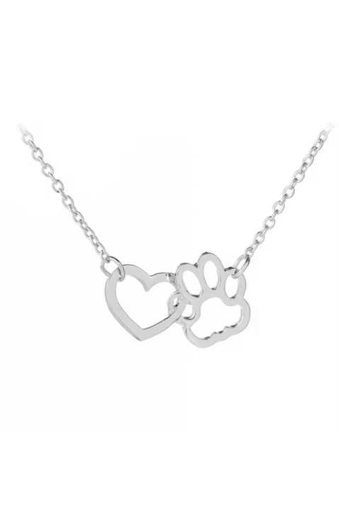 HeartPaws 18K Gold Plated Heart and Paw Necklace