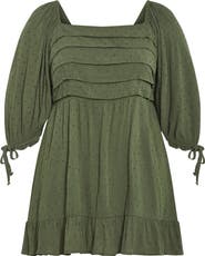 City Chic Arden Pleated Clip Dot Minidress