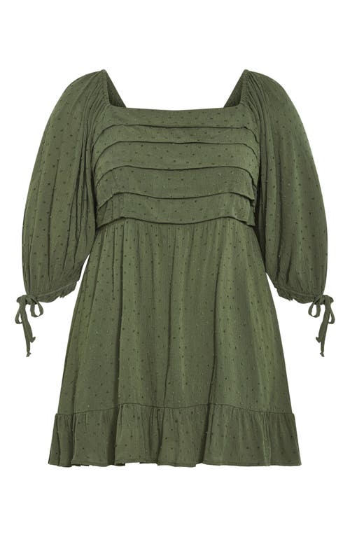 City Chic Arden Pleated Clip Dot Minidress In Green