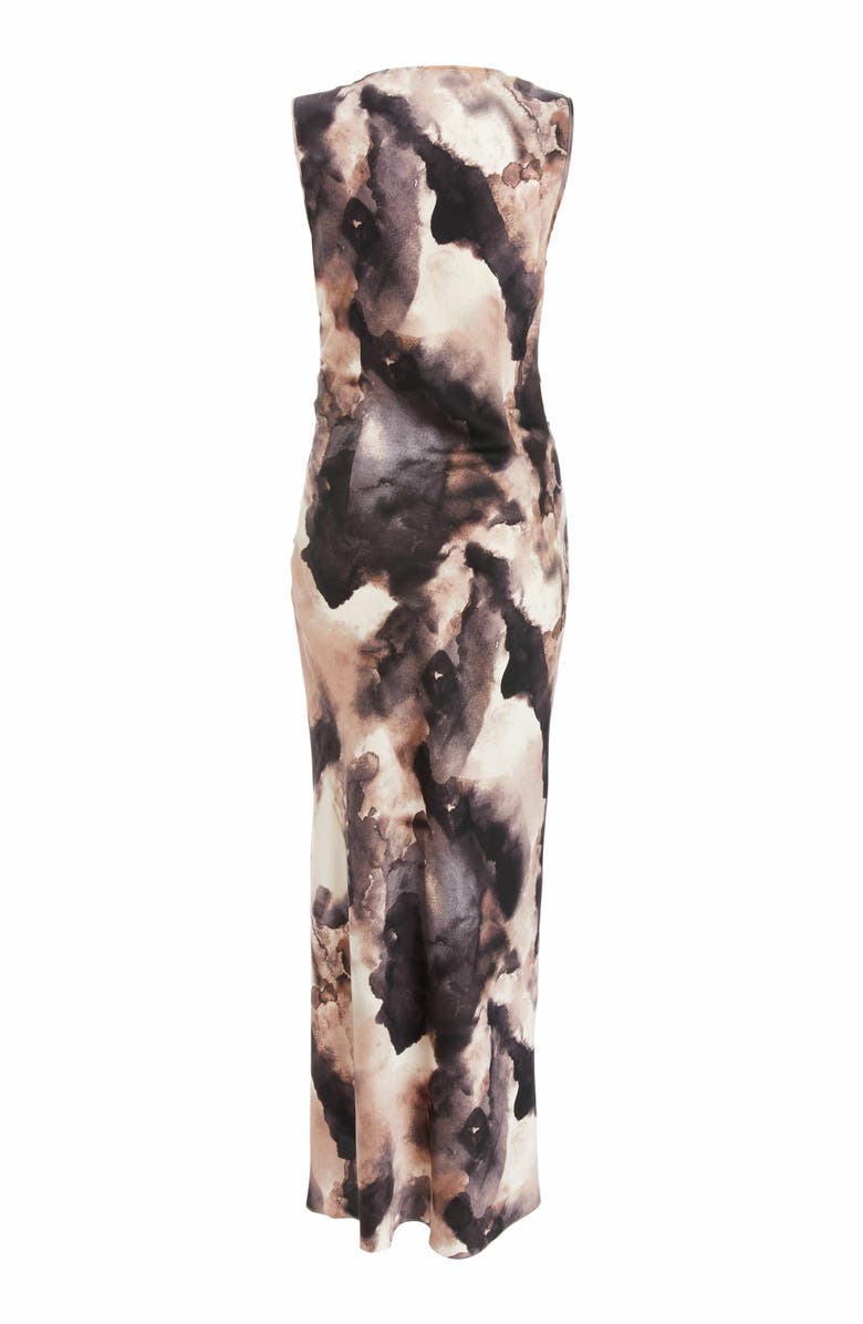 QUIZ Marble Satin Sleeveless Ruched Waist Maxi Dress, Alternate, color,