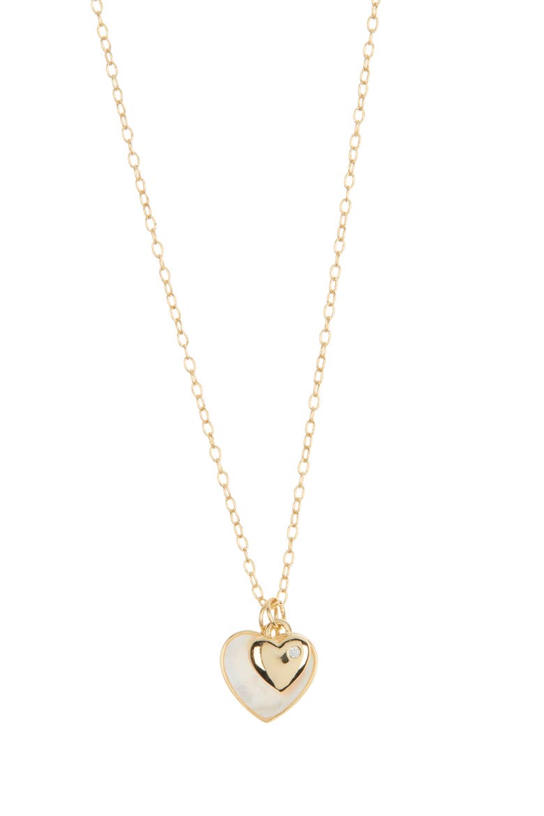 Double Heart Pendant Necklace, Main, color, GOLD
