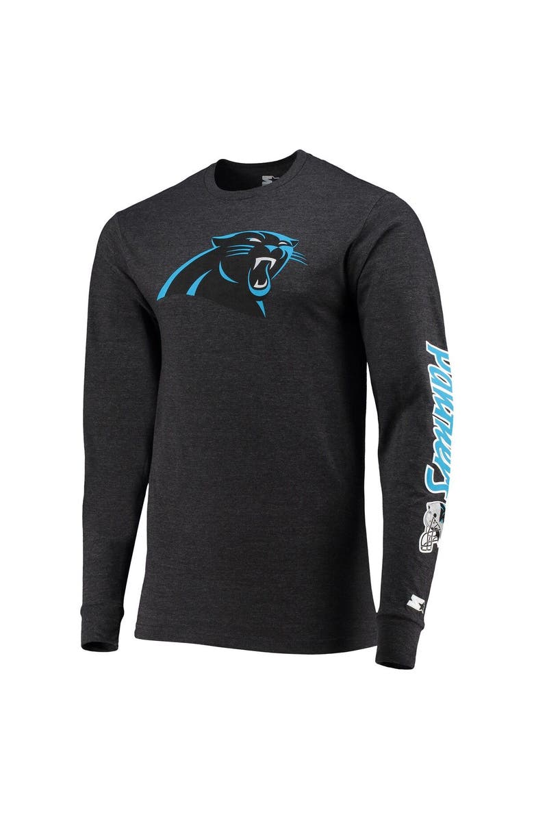 STARTER Men's Starter Heathered Black Carolina Panthers Halftime Long Sleeve T-Shirt, Alternate, color, Heather Black