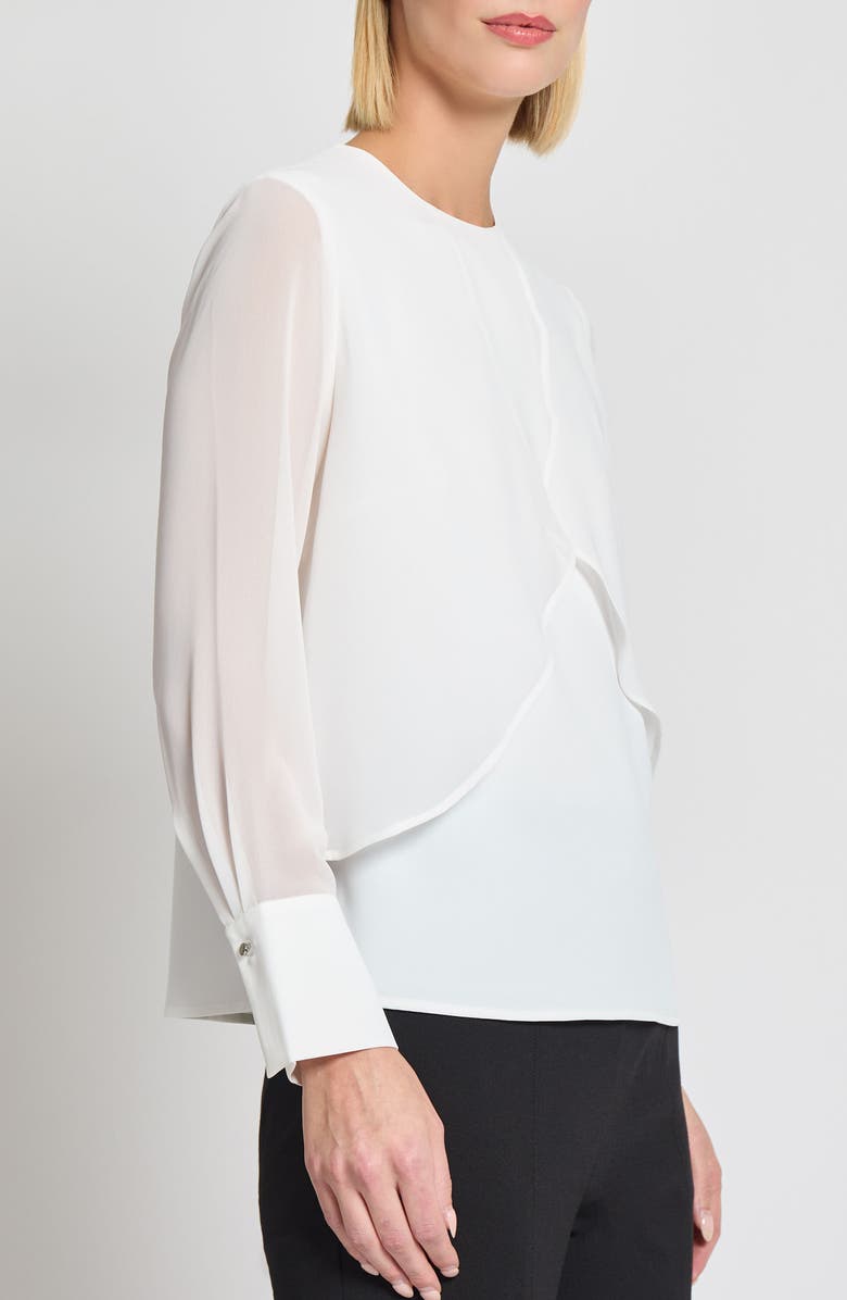 Misook Heritage Fit Chiffon Overlay Shirt, Alternate, color, White