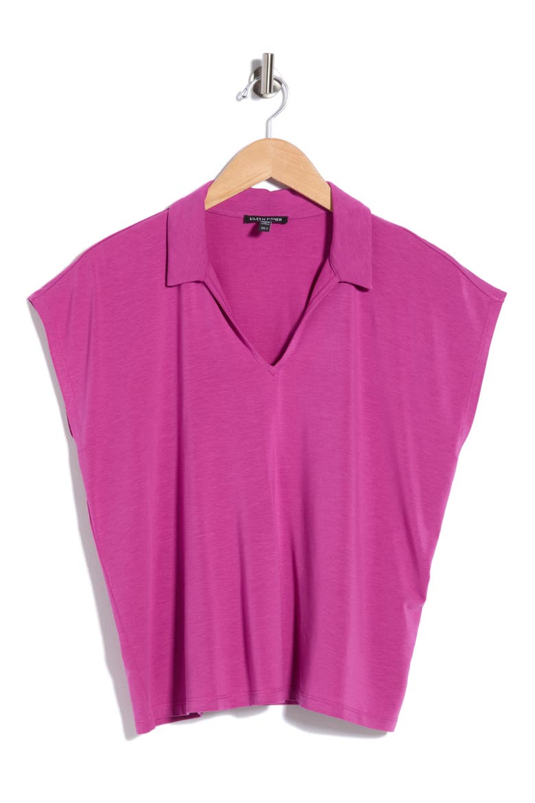 Boxy Johnny Collar Jersey Top, Alternate, color, GRAPE