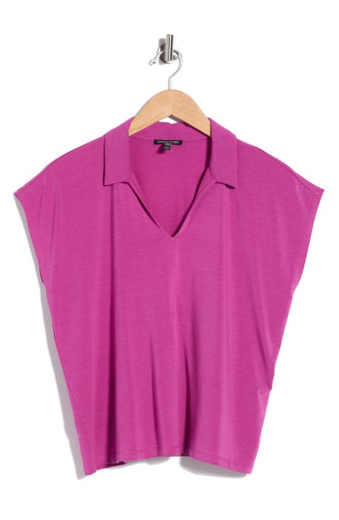 Boxy Johnny Collar Jersey Top