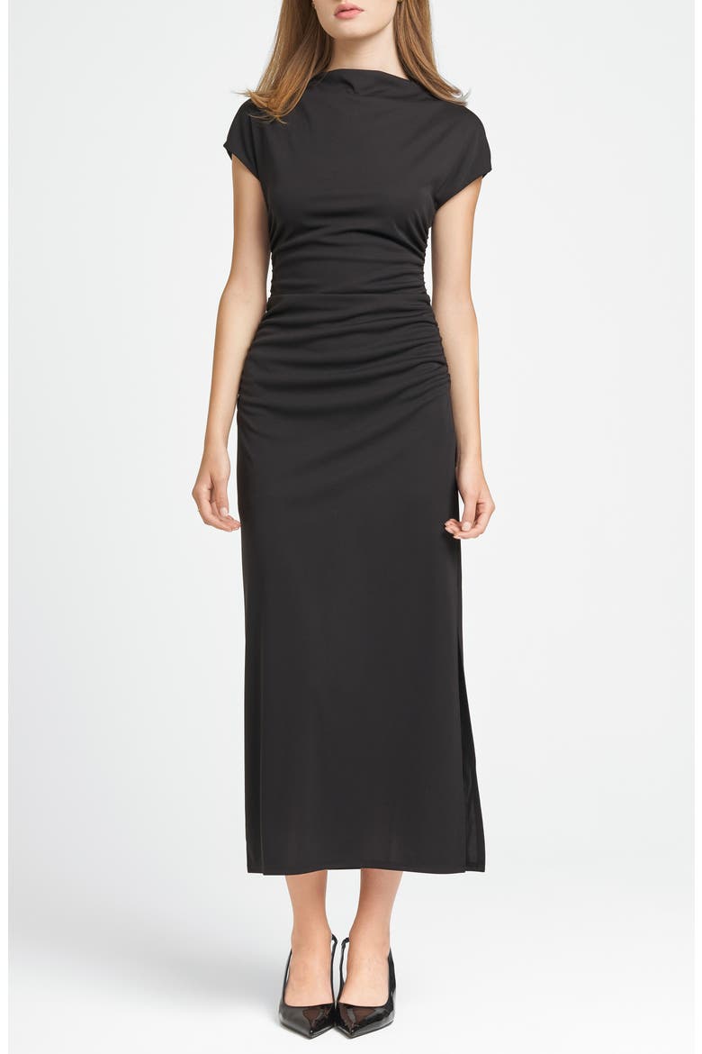 x CHÉRIE MADELEINE Versailles Ruched Dress, Main, color, BLACK