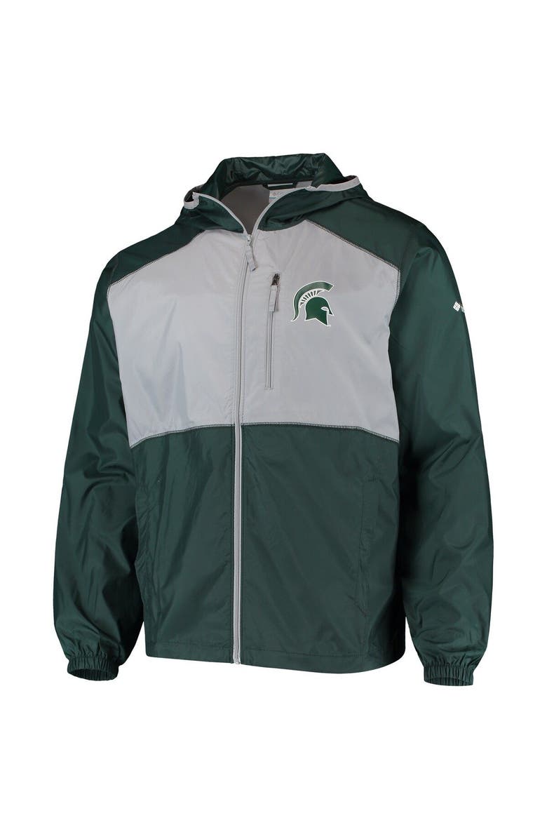 Columbia Men's Columbia Green/Gray Michigan State Spartans Flash Forward Hoodie Full-Zip Lightweight Windbreaker, Alternate, color, 