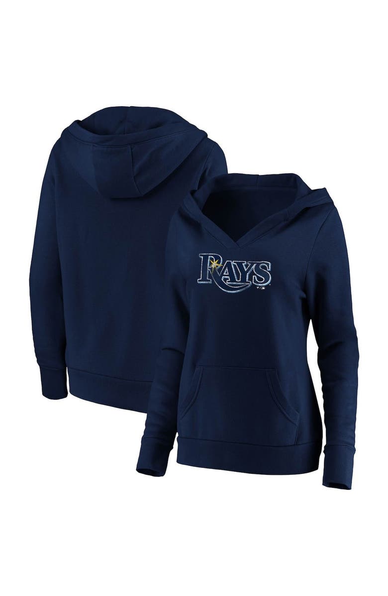 FANATICS Women's Fanatics Branded Navy Tampa Bay Rays Core Team Crossover V-Neck Pullover Hoodie, Alternate, color, 