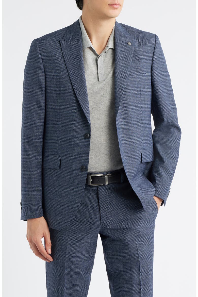 Rawdon Slim Fit Mid Blue Wool Tick Weave Peak Lapel Suit, Alternate, color, MID BLUE