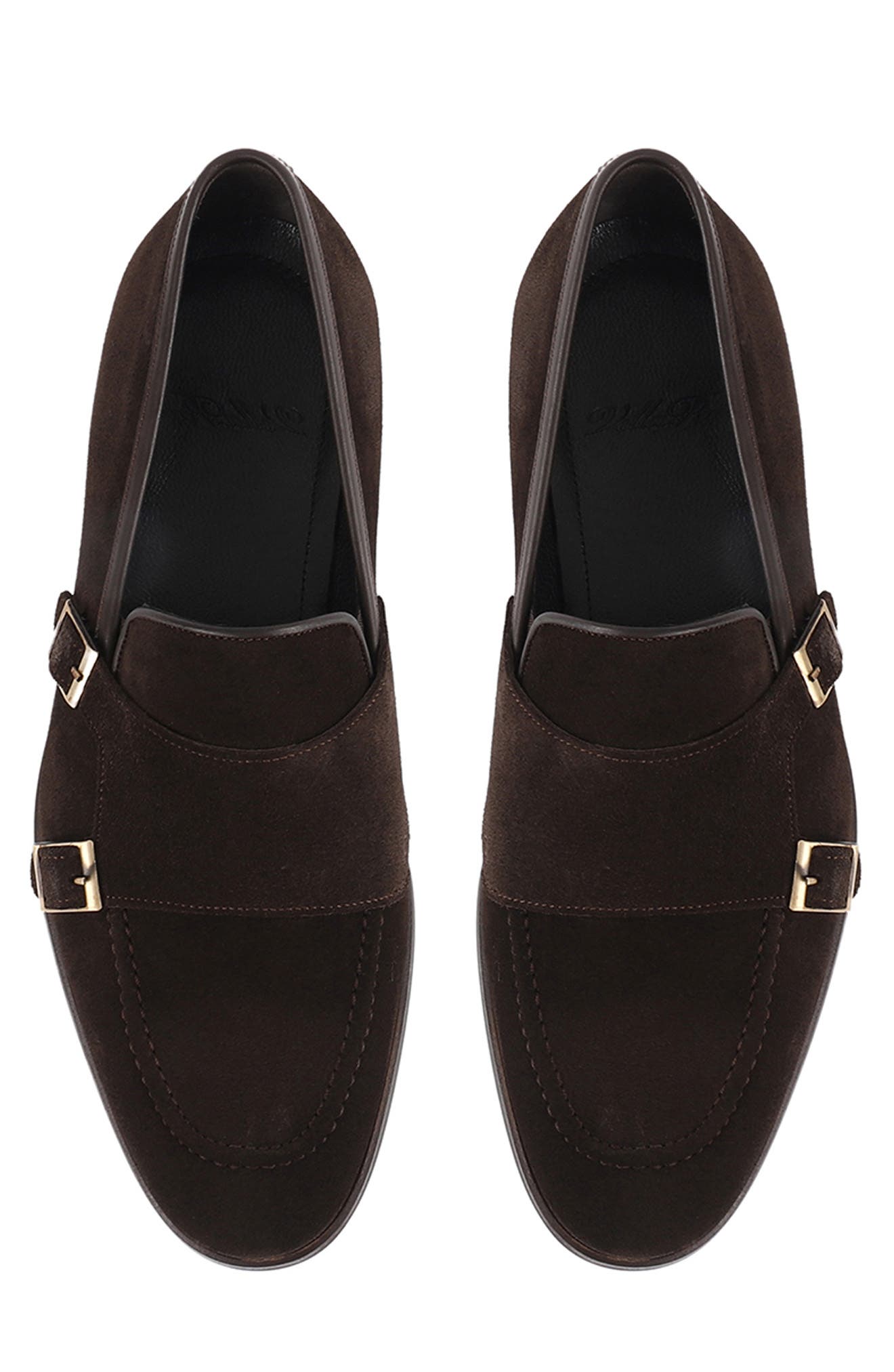 Elmaton Double Monk Strap Leather Loafer, Alternate, color, DARK BROWN