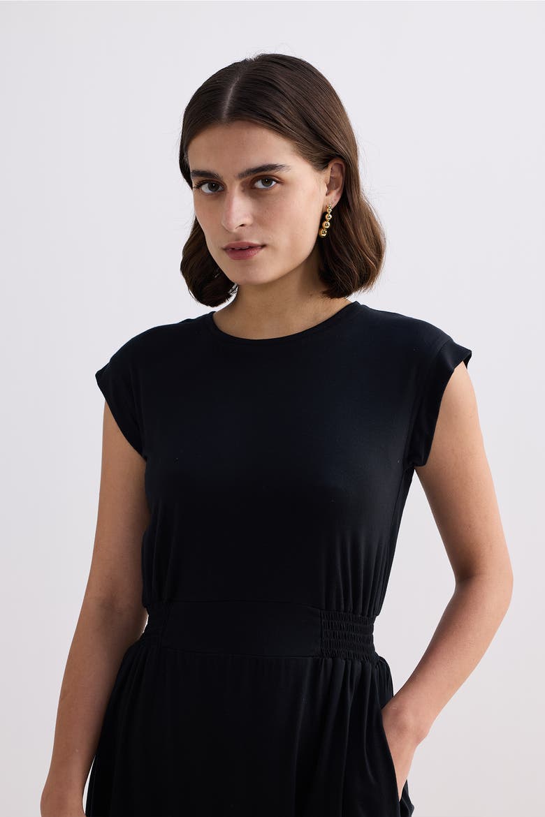 Short Dress With Smocking Side Detail, Alternate, color, Black