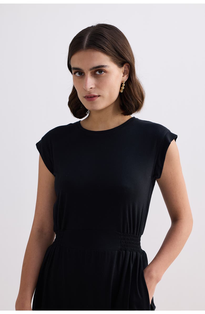 Reistor Short Dress With Smocking Side Detail, Alternate, color, Black