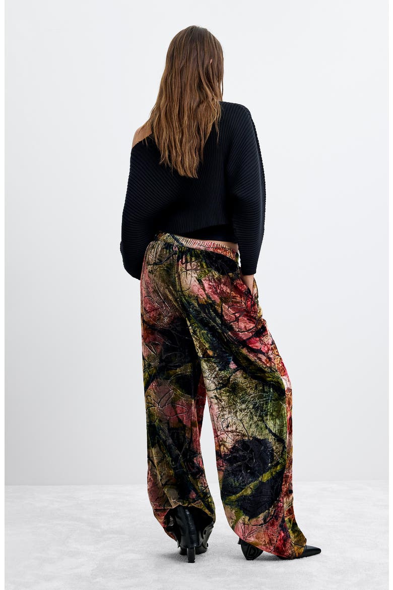 Velvet Wide Leg Trousers, Alternate, color, PINK