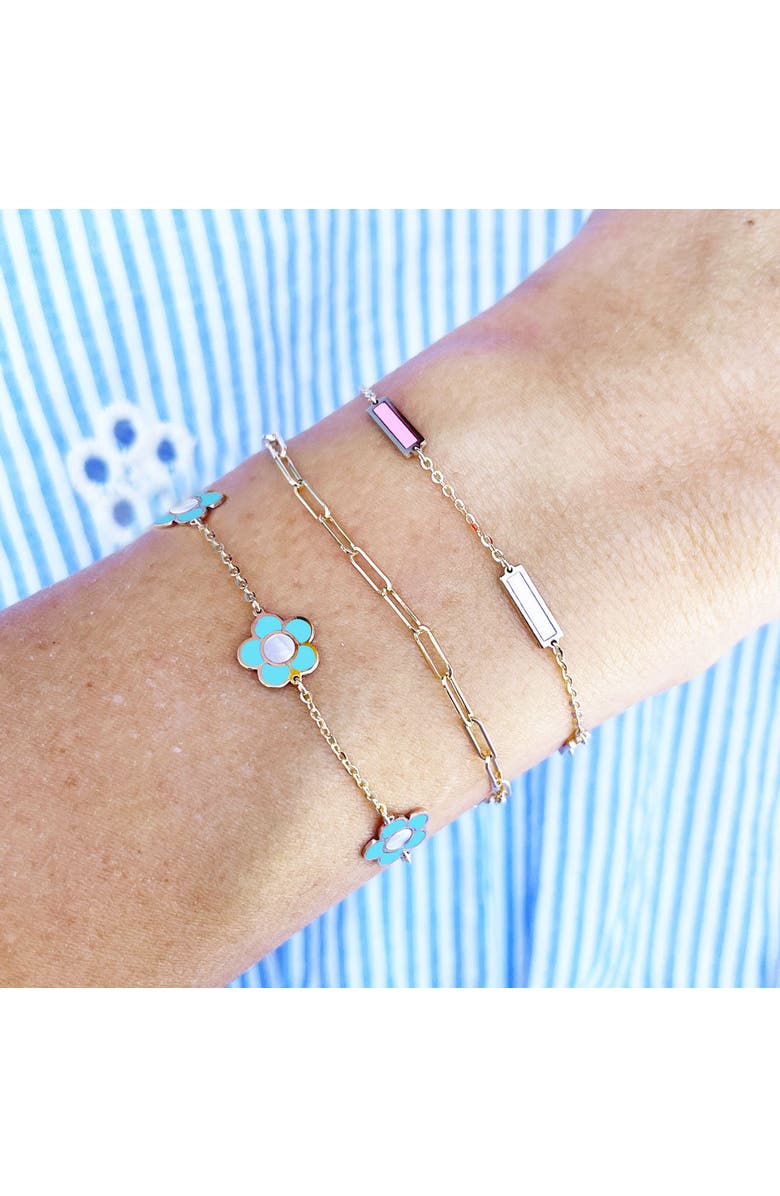 The Lovery Fine Jewelry Turquoise Daisy Bracelet, Alternate, color, Turquoise