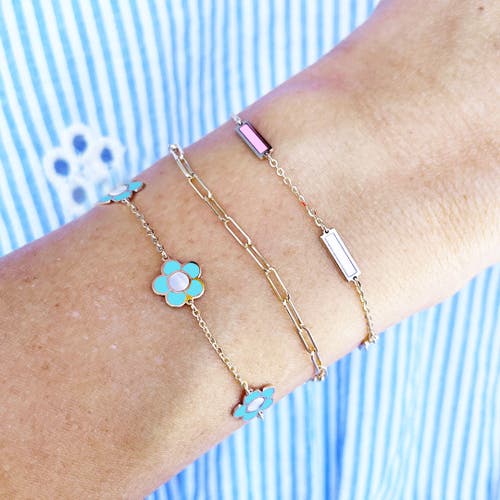 The Lovery Fine Jewelry Turquoise Daisy Bracelet In Blue
