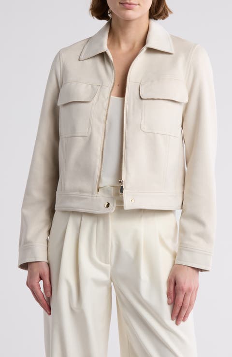 Collared Faux Suede Jacket