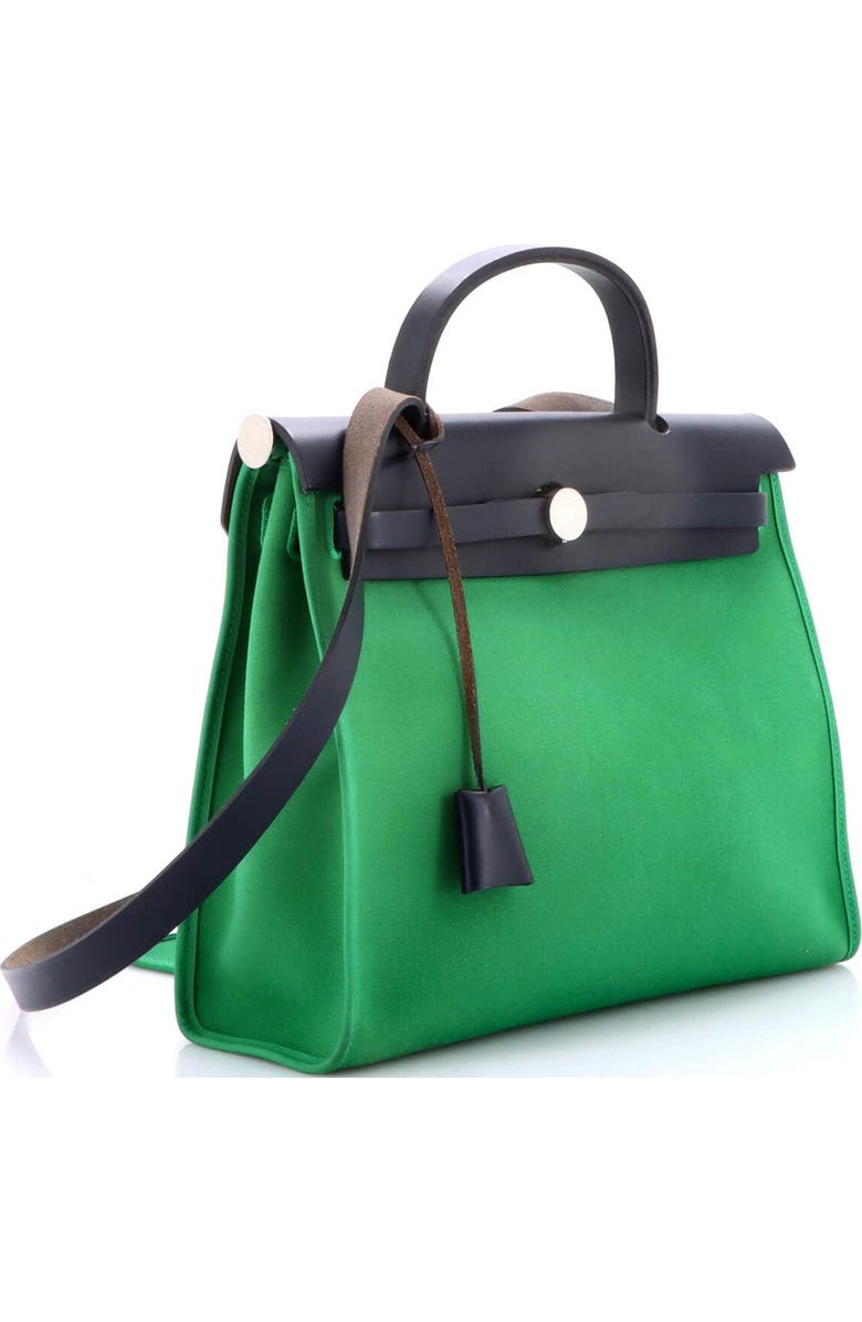 Pre-Owned Hermes Herbag Zip Leather and Toile 31, Alternate, color, Green