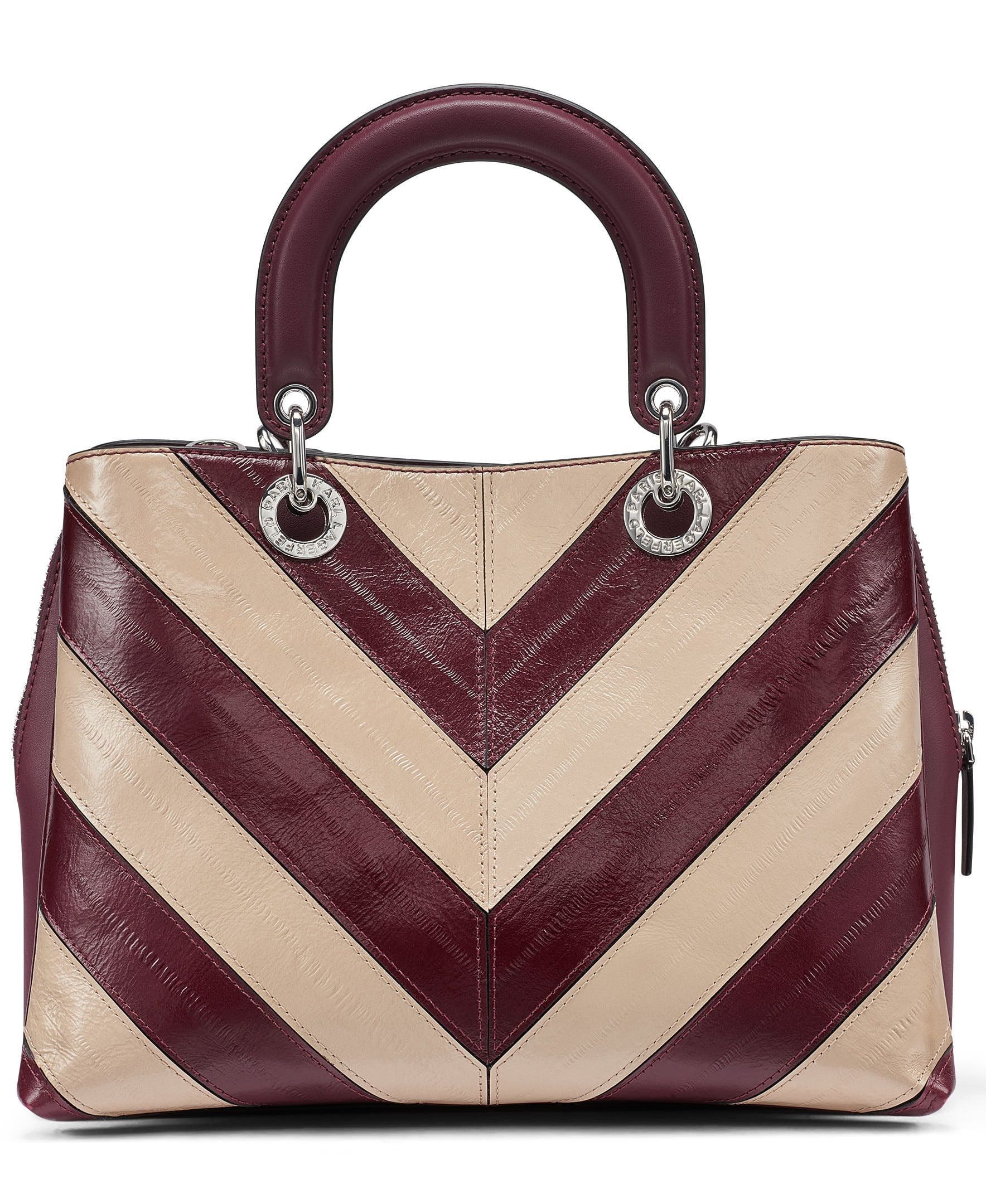 Benoite Chevron Satchel, Alternate, color, White Pepper/Cherry Plum