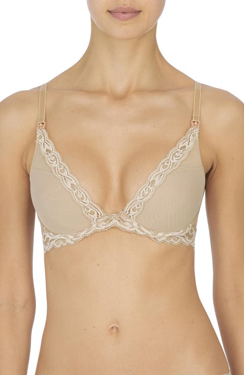 Feathers Lace Plunge Nursing T-Shirt Bra