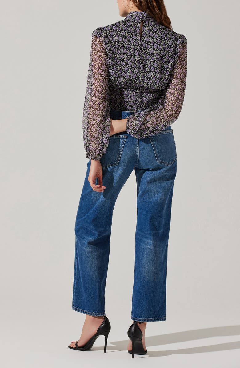 ASTR the Label Floral Print Crop Top, Alternate, color, Blk Purp