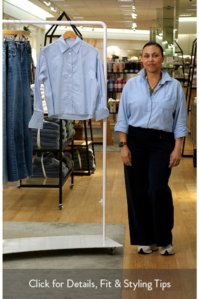 Rhinestone Detail Stripe Cotton Blend Button-Up Shirt video