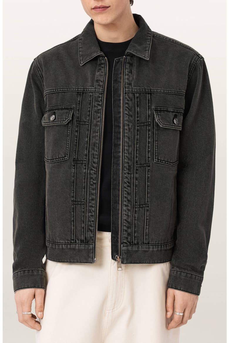 Brightmore Zip Denim Jacket, Main, color, DIRTY BLACK