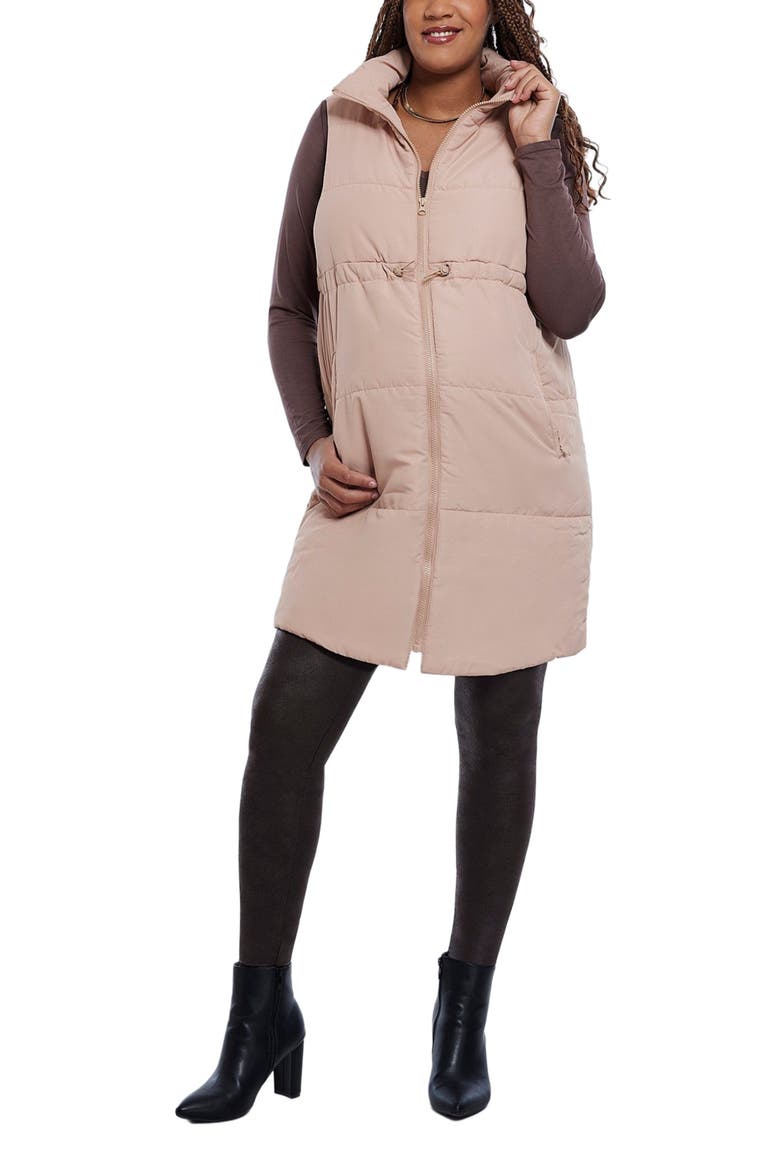 Woven Full-Zip Sleeveless Quilted Puffer Vest, Main, color, Brush