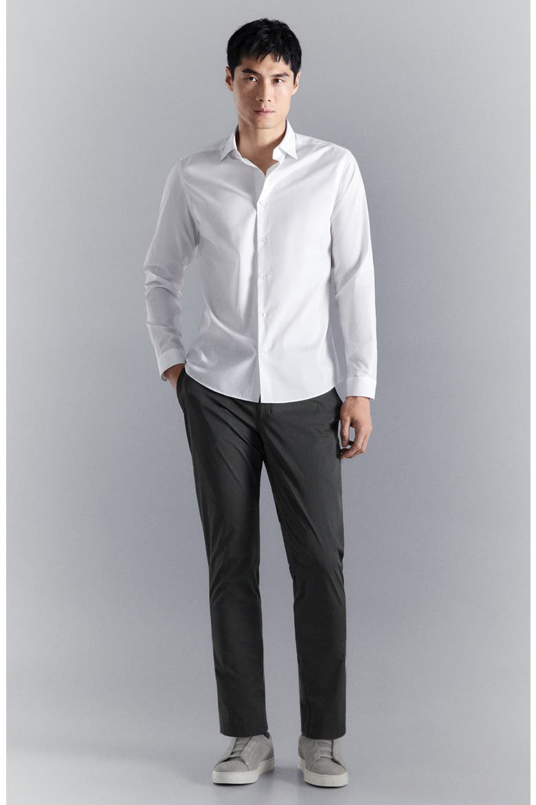 Regular Fit Stretch Cotton Blend Button-Up Shirt, Alternate, color, WHITE