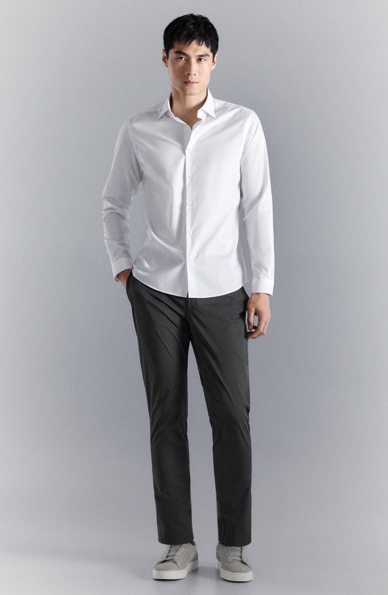 MANGO Regular Fit Stretch Cotton Blend Button-Up Shirt, Alternate, color, White